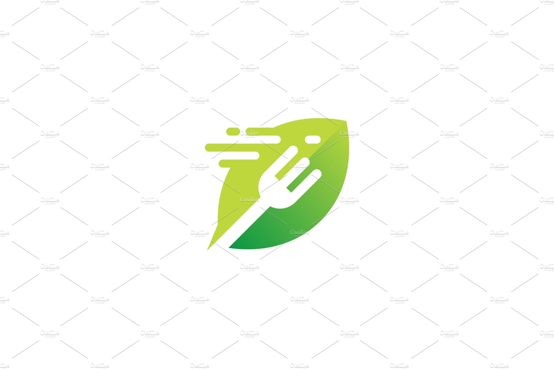 fork leaf food logo vector icon cover image.