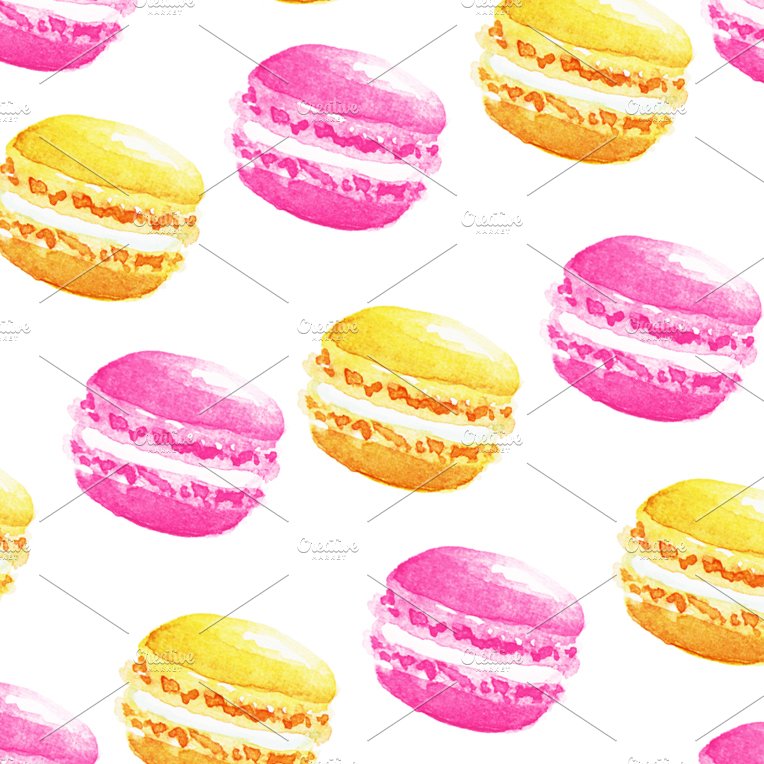 Seamless pattern watercolor macaron cover image.
