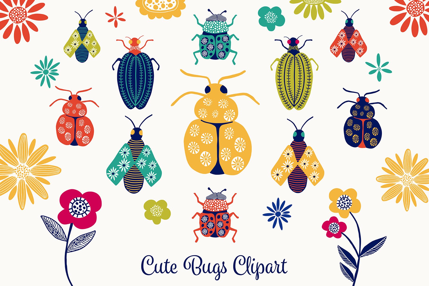 Cute Bugs Clipart cover image.