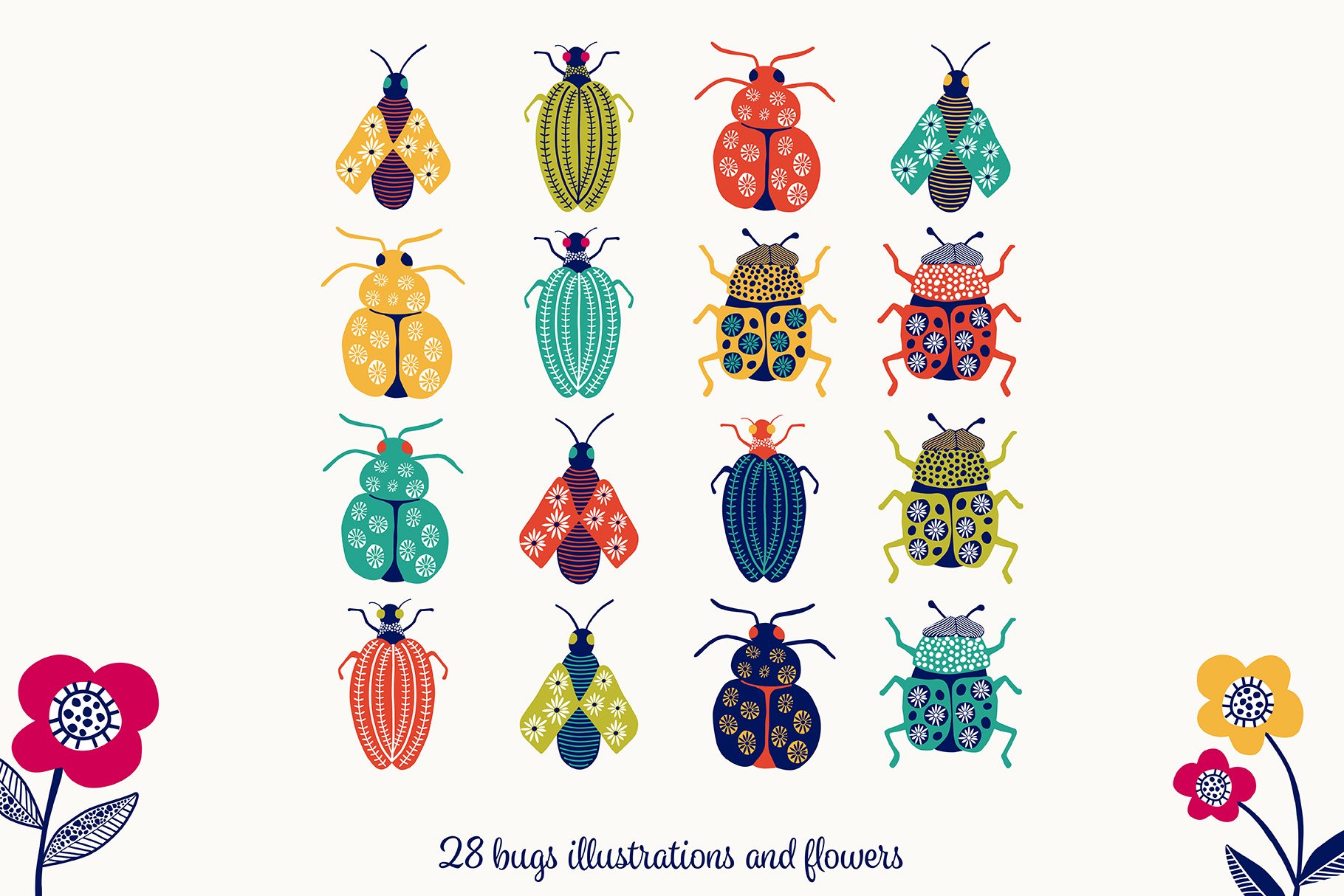 Cute Bugs Clipart preview image.