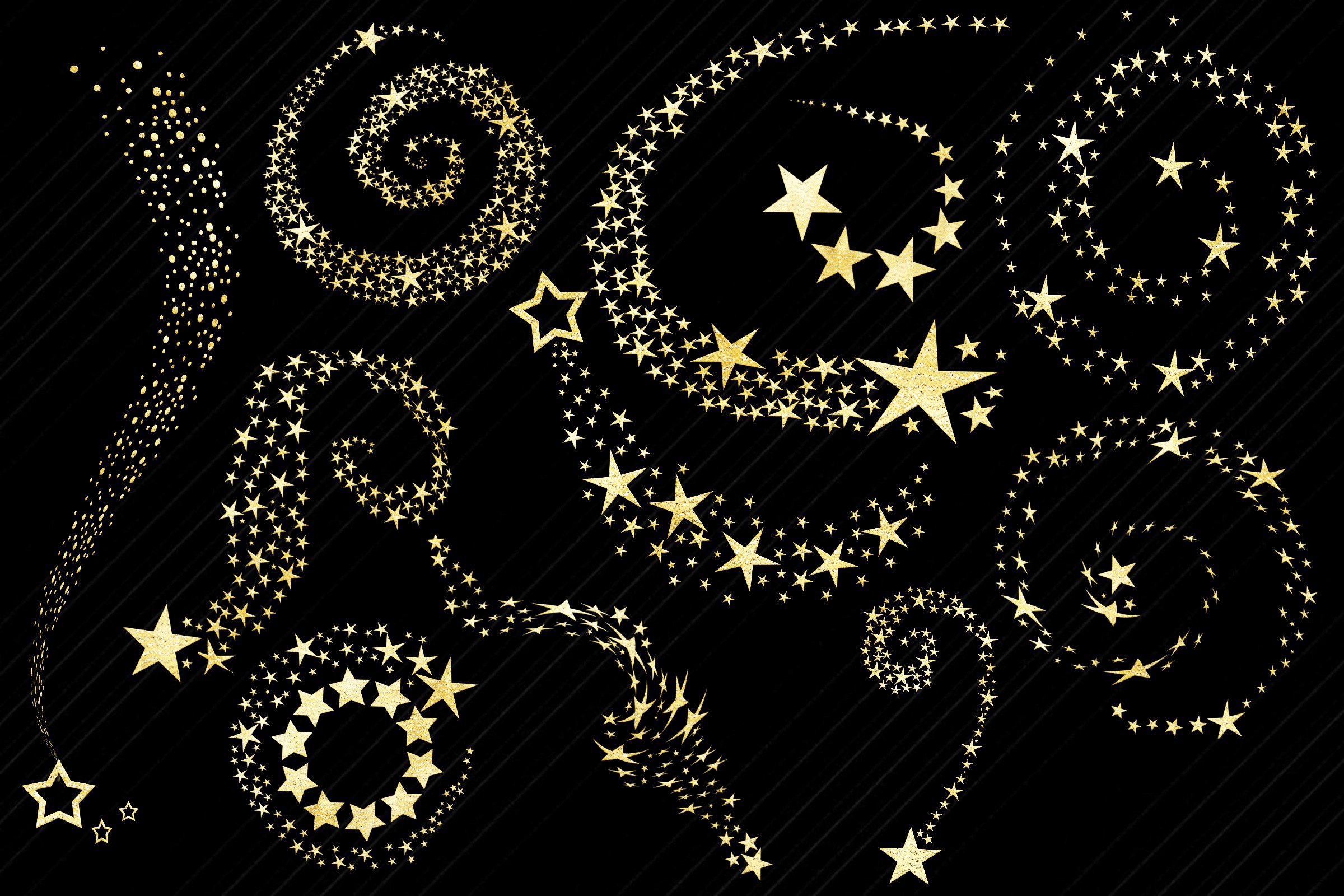 Gold Foil Swirls & Shooting Stars preview image.