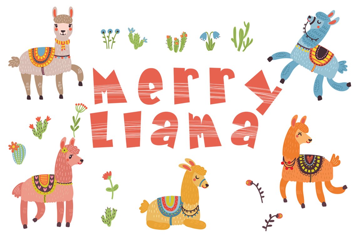 Merry Llama vector set cover image.