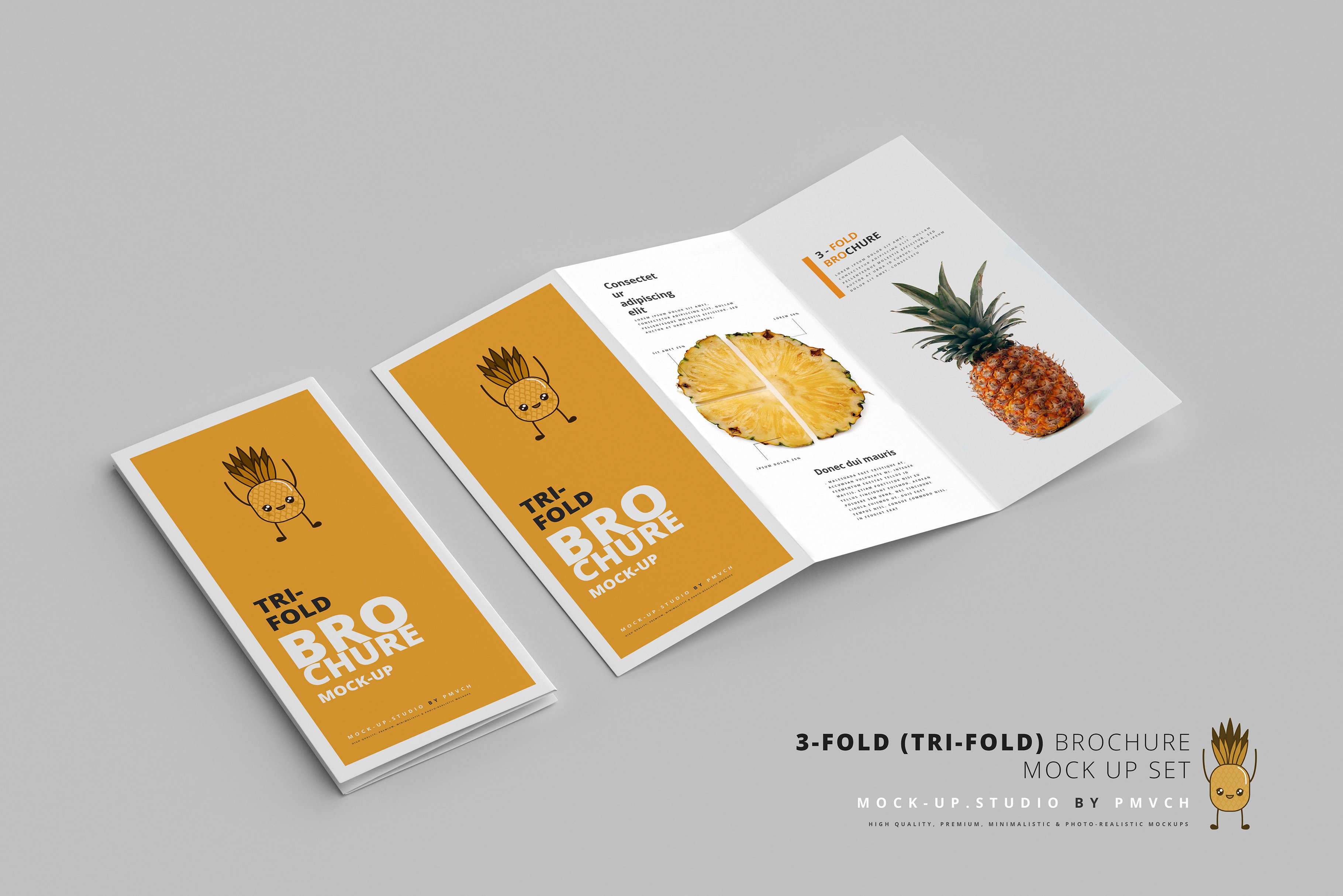 3-Fold (Tri-Fold) Brochure Mockups cover image.