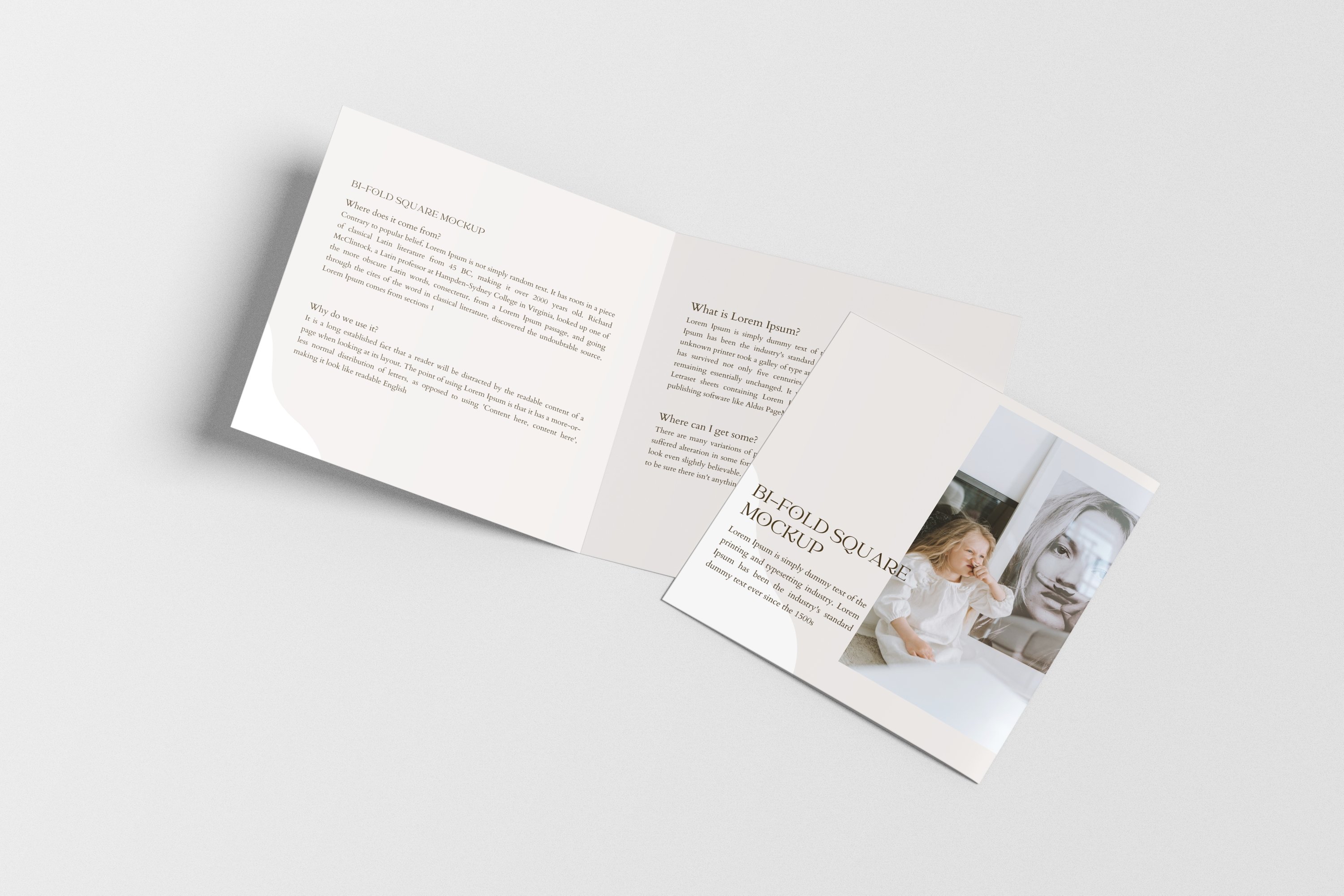 Square Bi-Fold Brochure Mockup preview image.