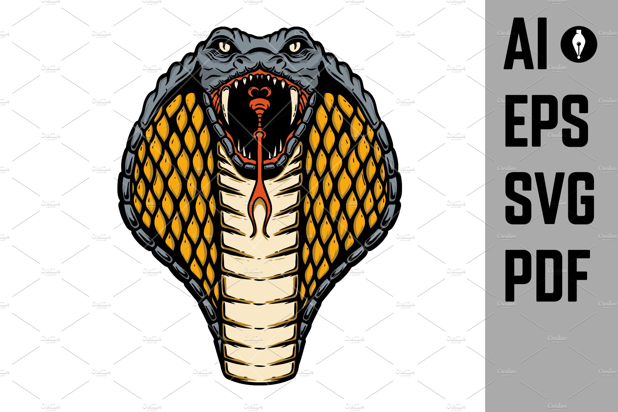Illustration of cobra snake. Design cover image.