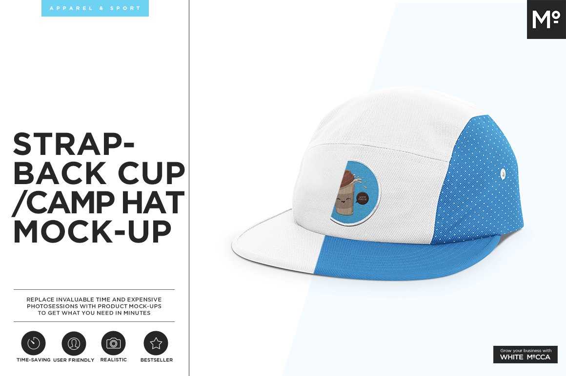 Strapback Cap / Camp Hat Mock-up cover image.