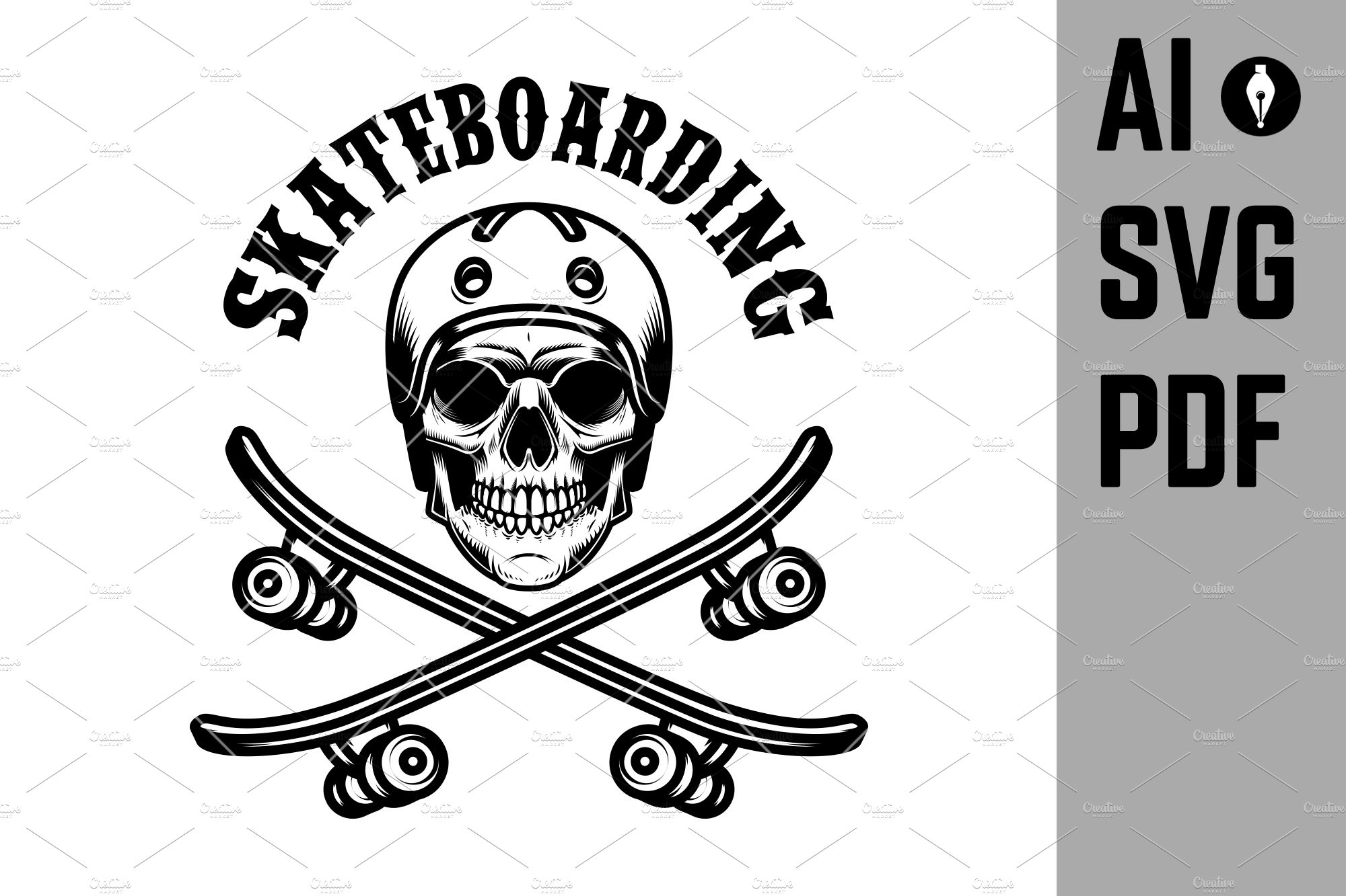Skateboarder skull with skateboards cover image.