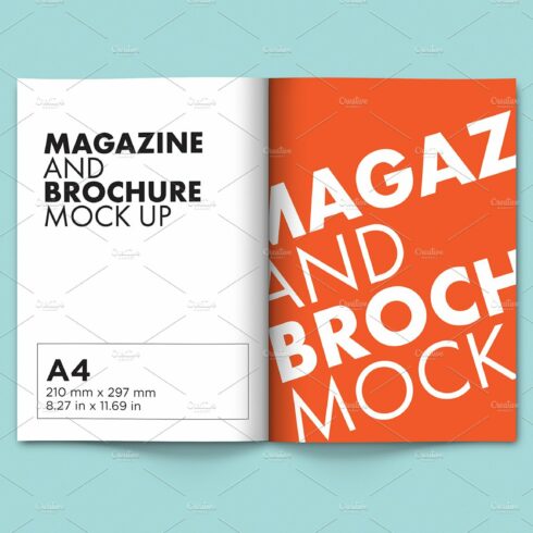 A4 Brochure and Magazine mock-up cover image.