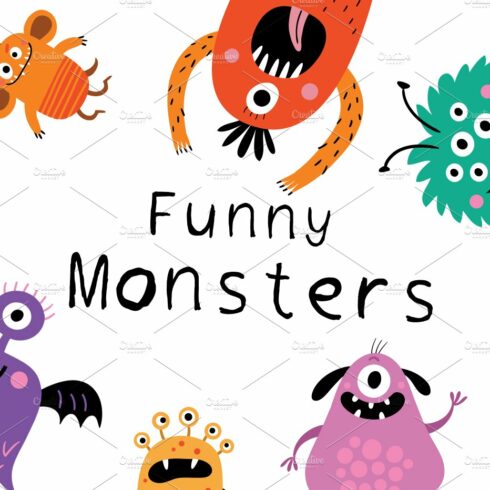 Funny Monsters vector set cover image.