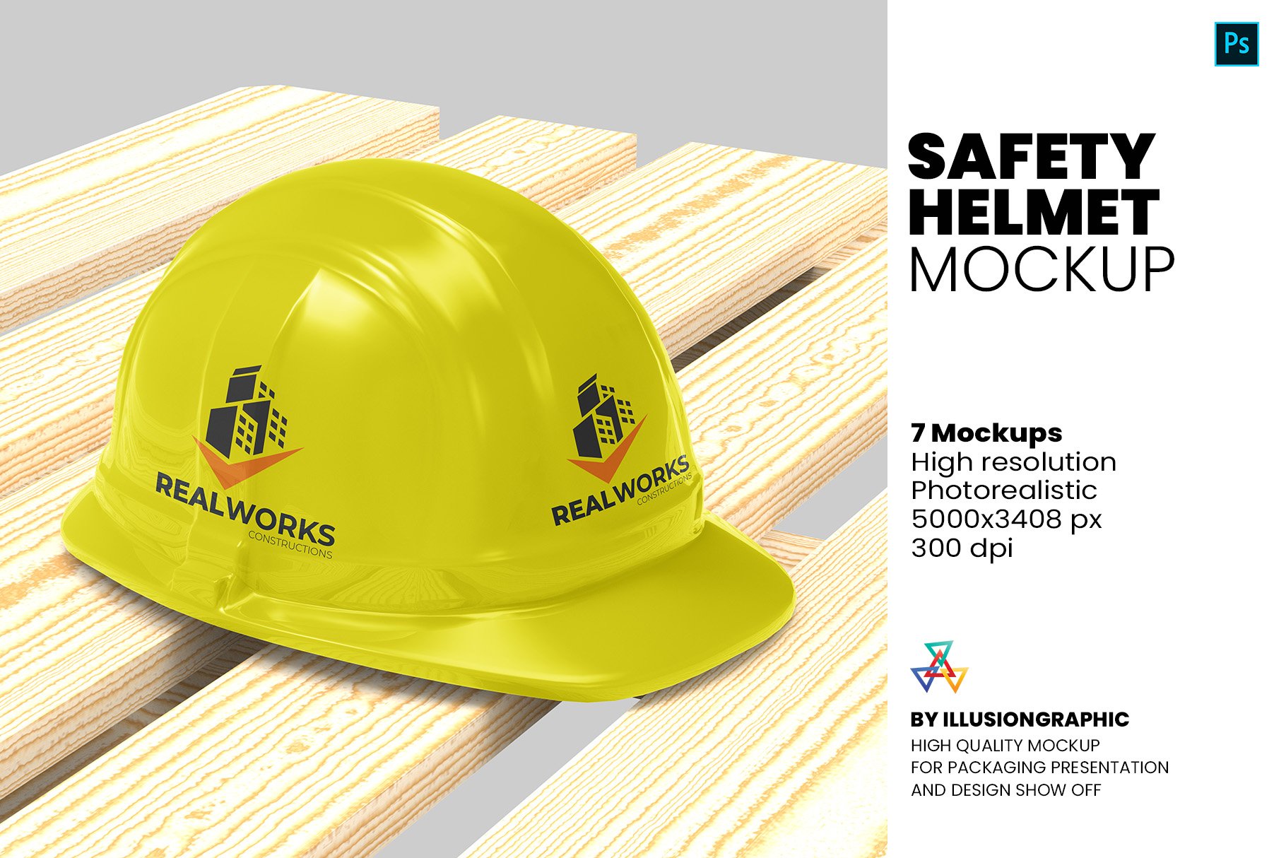 Safety Helmet Mockup - 7 views cover image.