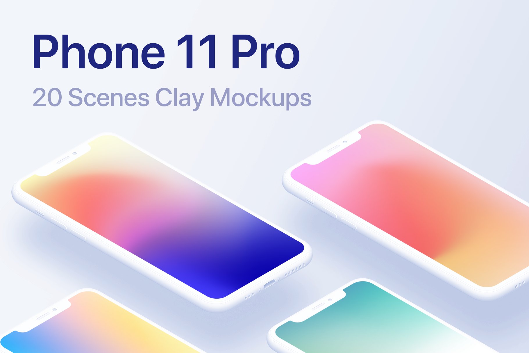 Phone 11 Pro - 20 Clay Mockups cover image.