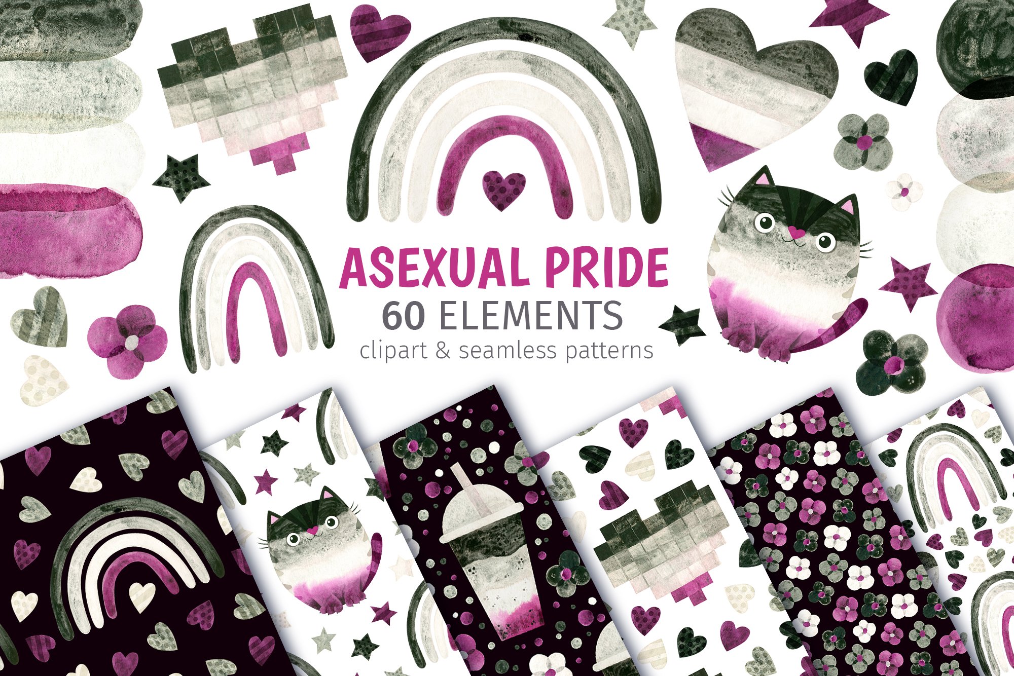 Asexual clipart and patterns cover image.