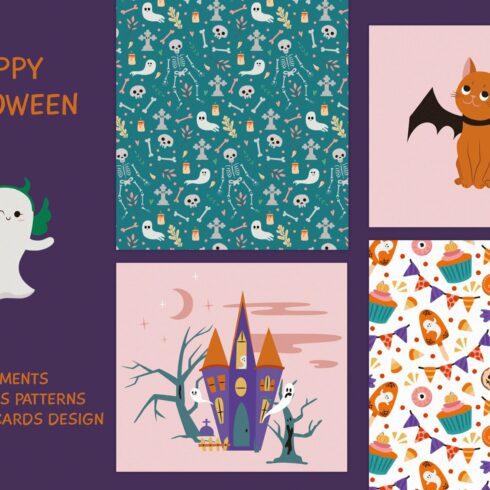 Halloween vector clipart collection cover image.