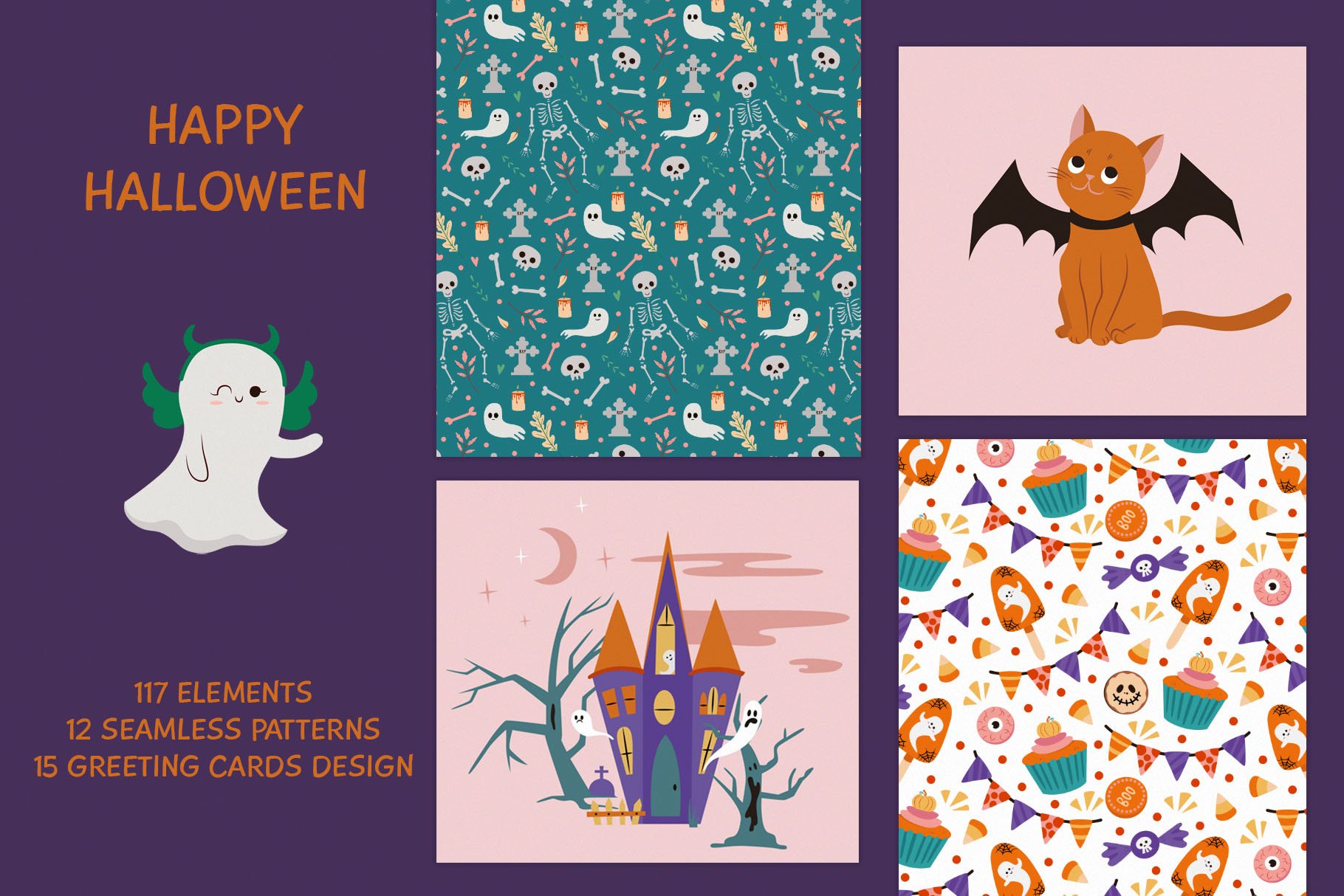Halloween vector clipart collection cover image.