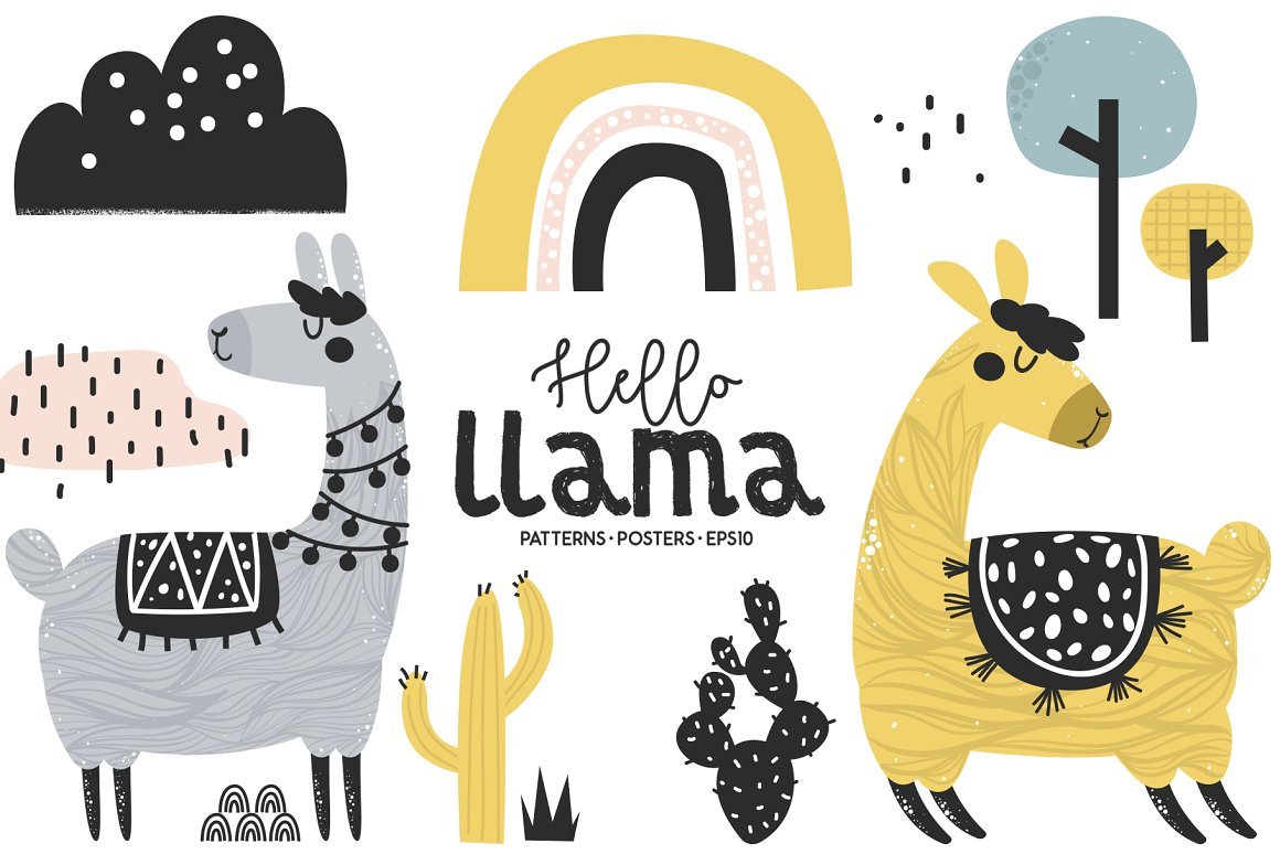 Hello Llama - Patterns, Vector cover image.