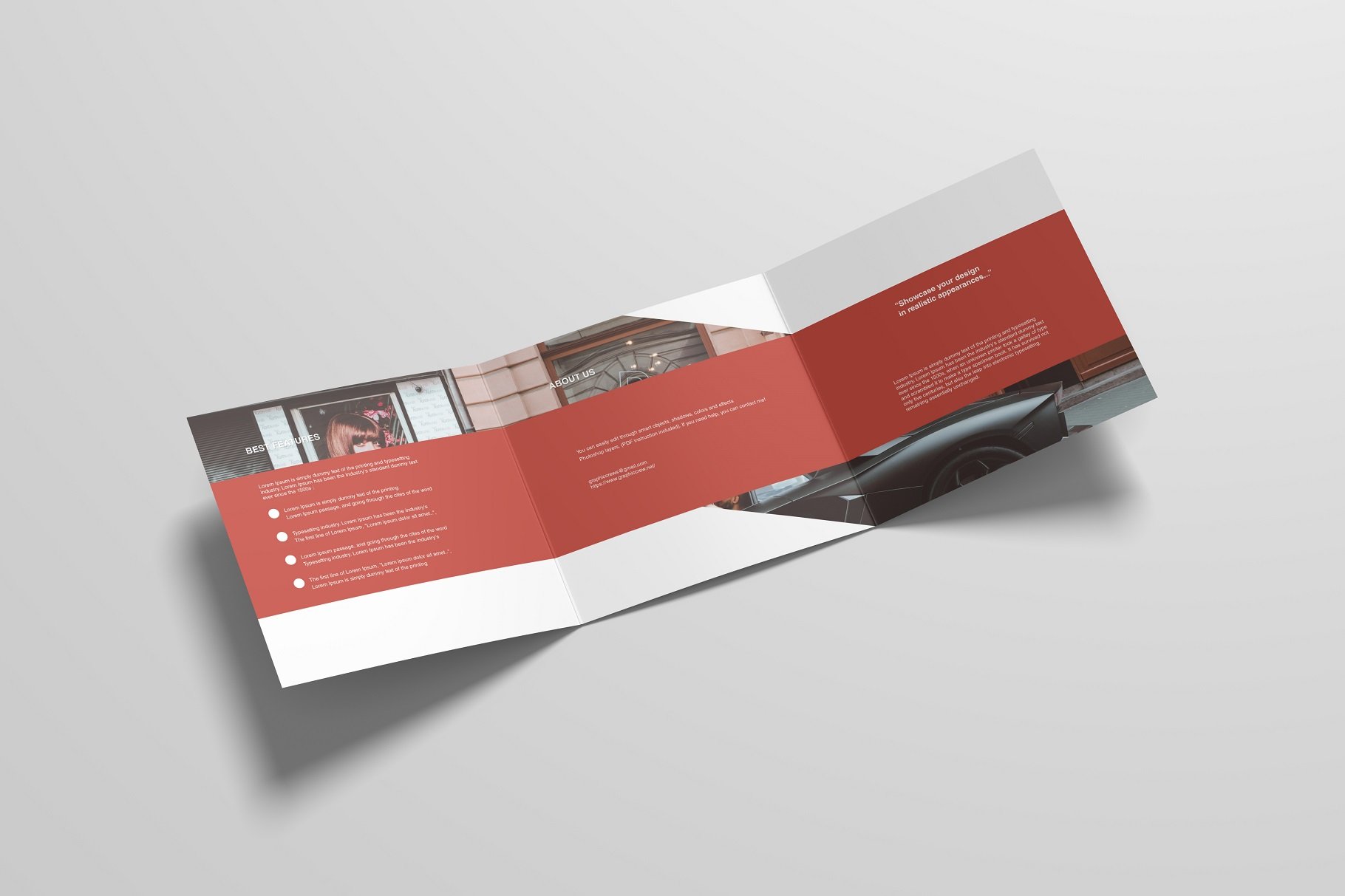 Square Trifold Brochure Mockup preview image.