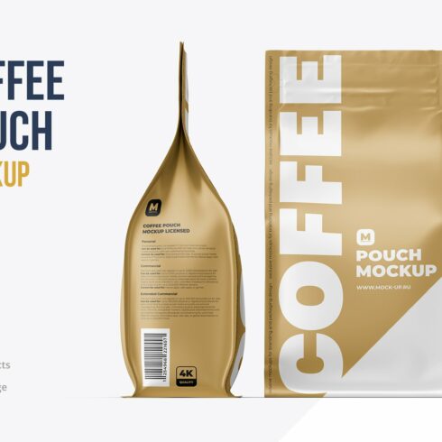 Zip Coffee Pouch Front & Side Mockup cover image.