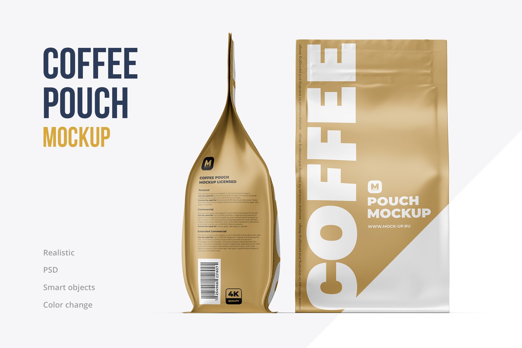 Zip Coffee Pouch Front & Side Mockup cover image.