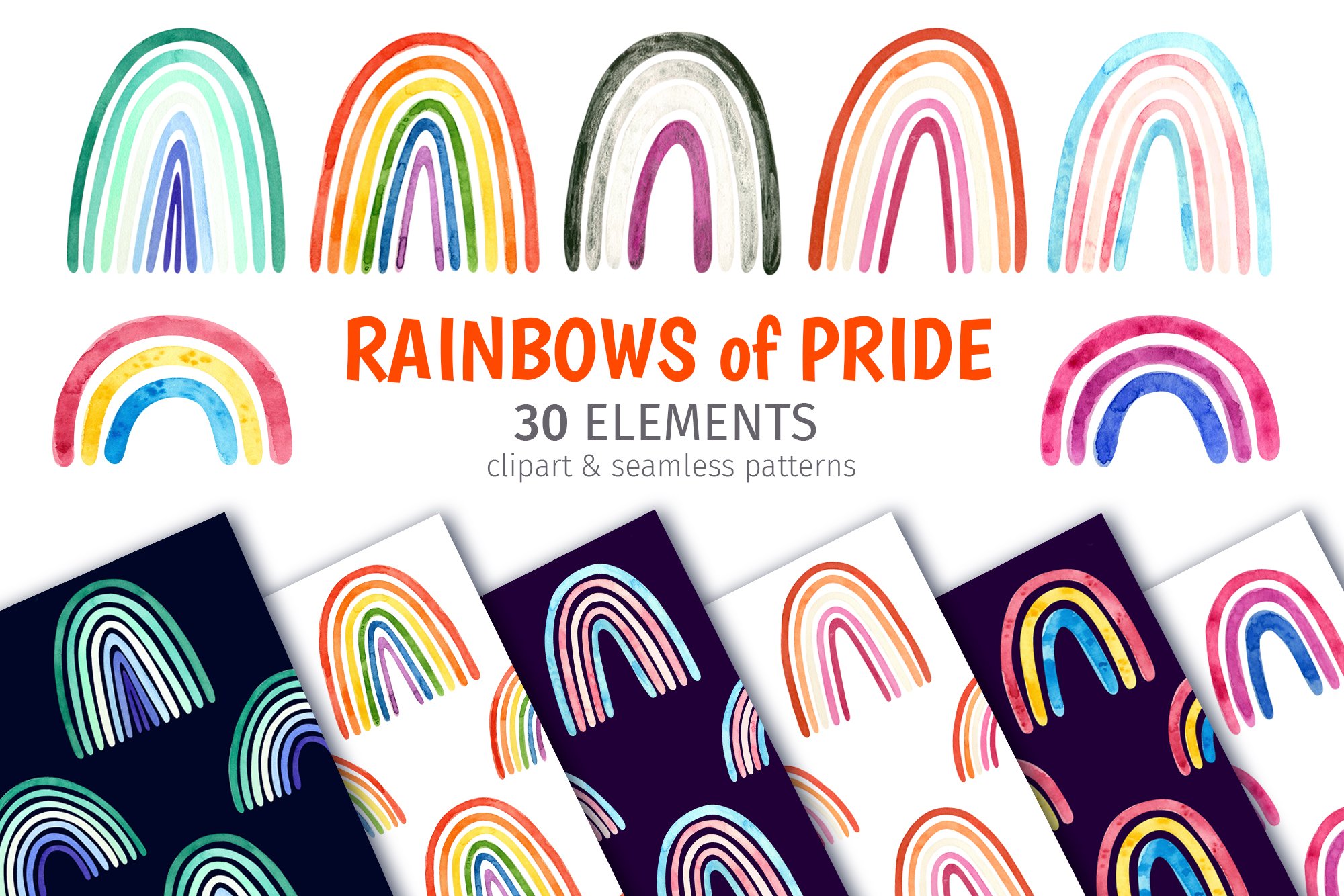 LGBTQIA Rainbow Clipart and Pattern cover image.