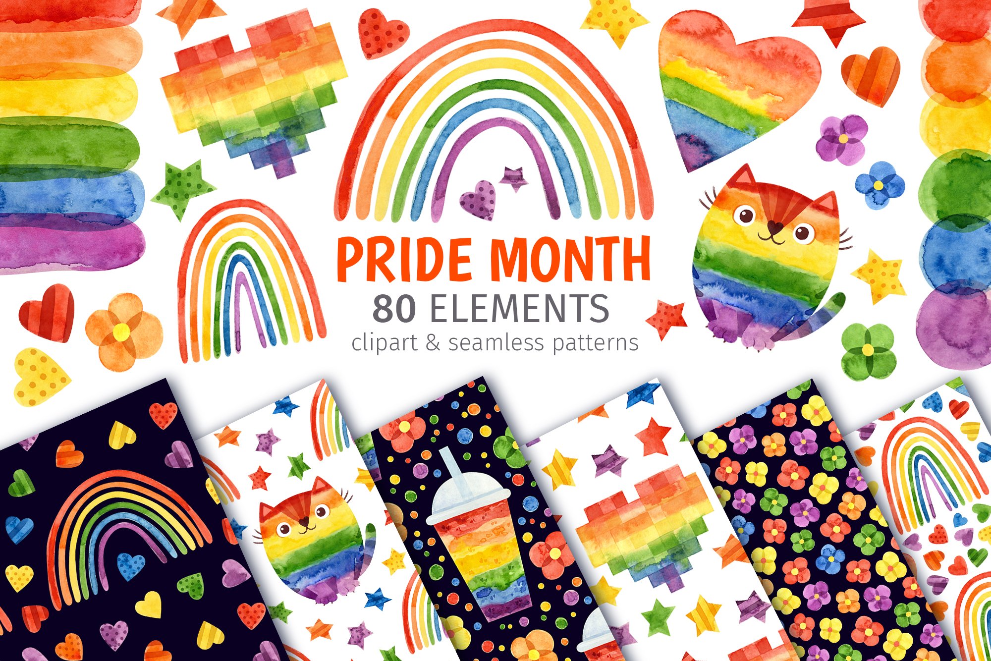 LGBT pride month clipart & patterns cover image.