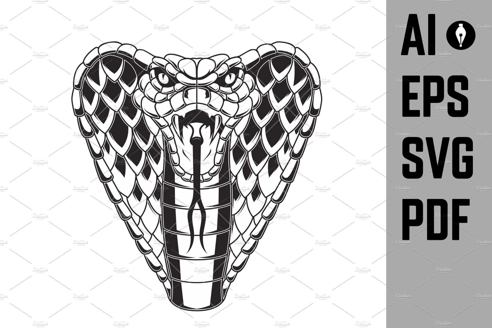 Illustration of cobra snake. Design cover image.
