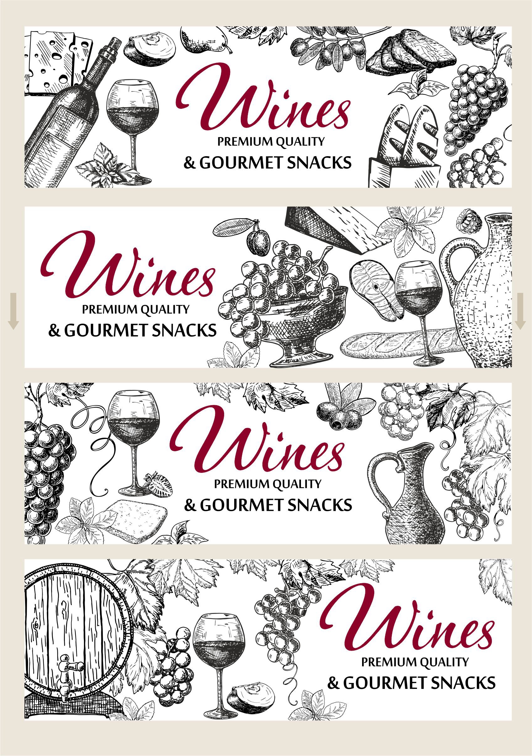 Wine & Grapes Illustations Set preview image.