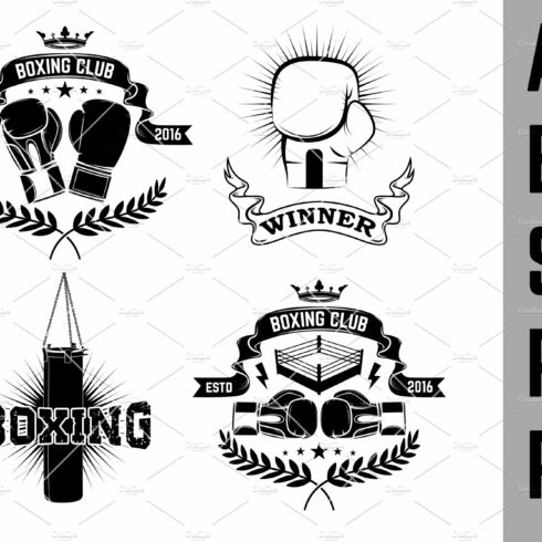 Set of the boxing club labels SVG cover image.
