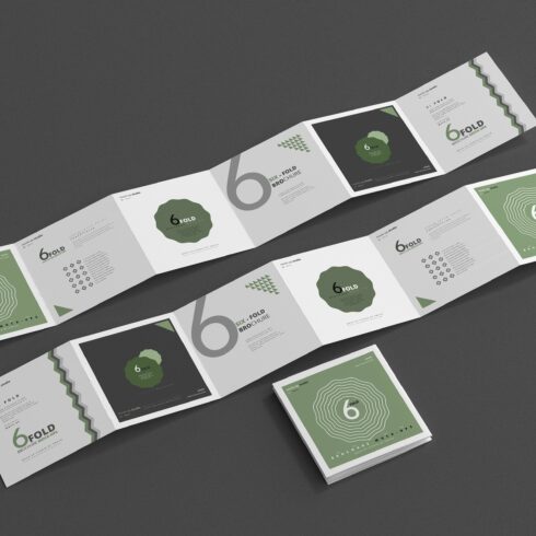 Six Fold Square Brochure Mockups cover image.