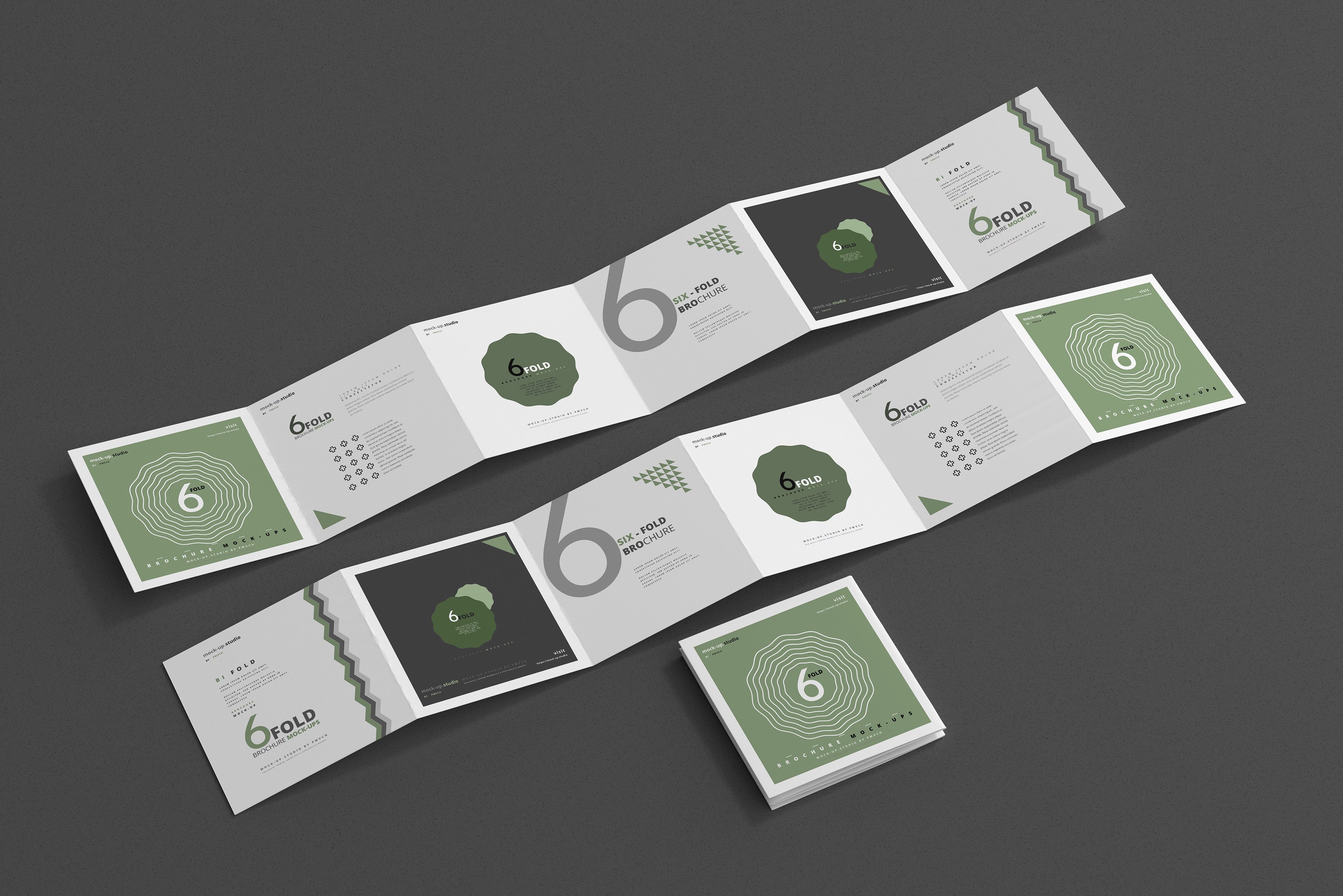 Six Fold Square Brochure Mockups cover image.