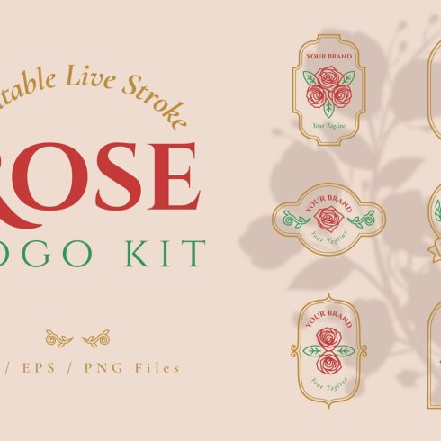 Rose Flower Logo Kit Template cover image.