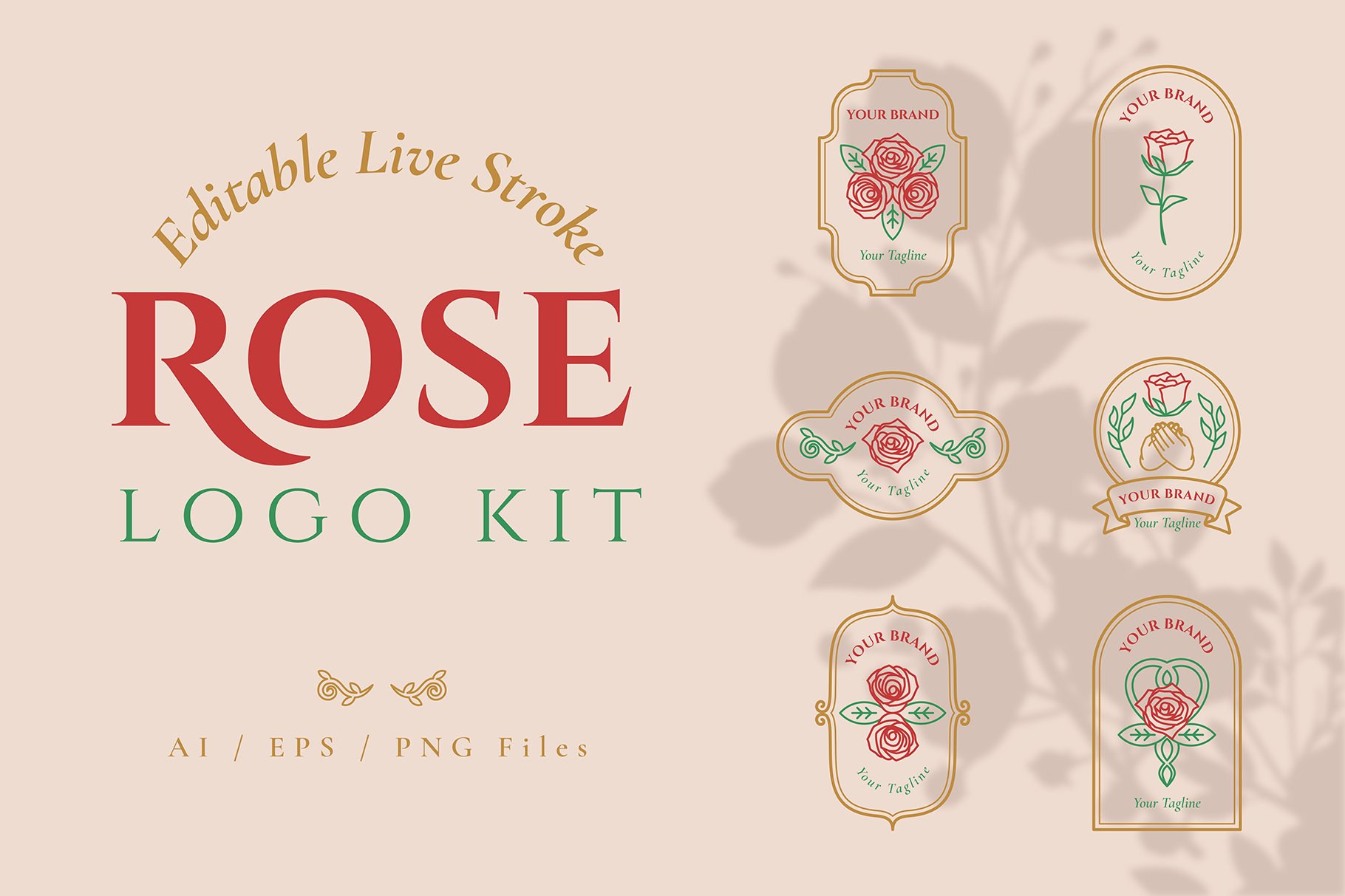 Rose Flower Logo Kit Template cover image.