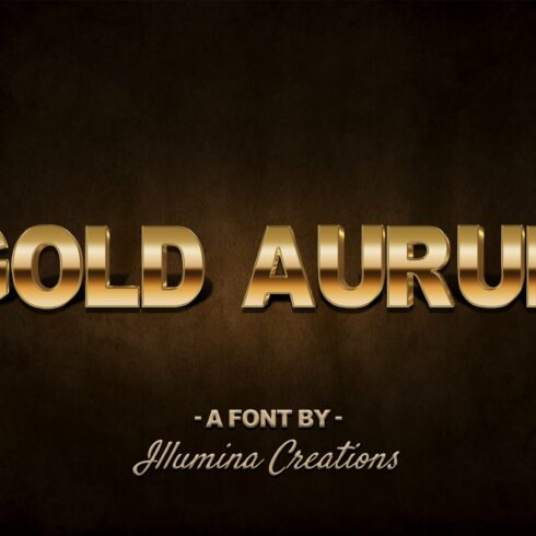 Gold Aurum 3D Font - Bitmap Typeface cover image.