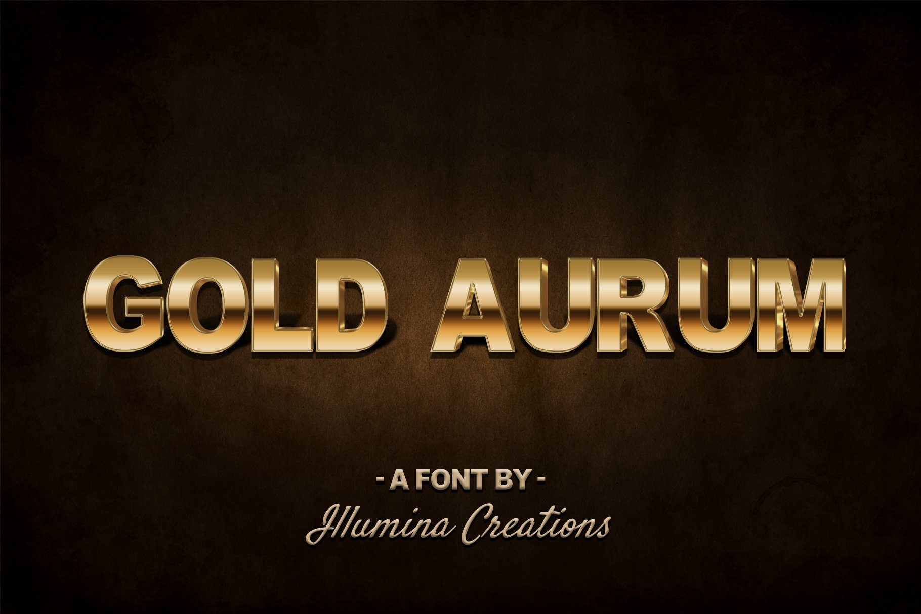 Gold Aurum 3D Font - Bitmap Typeface cover image.