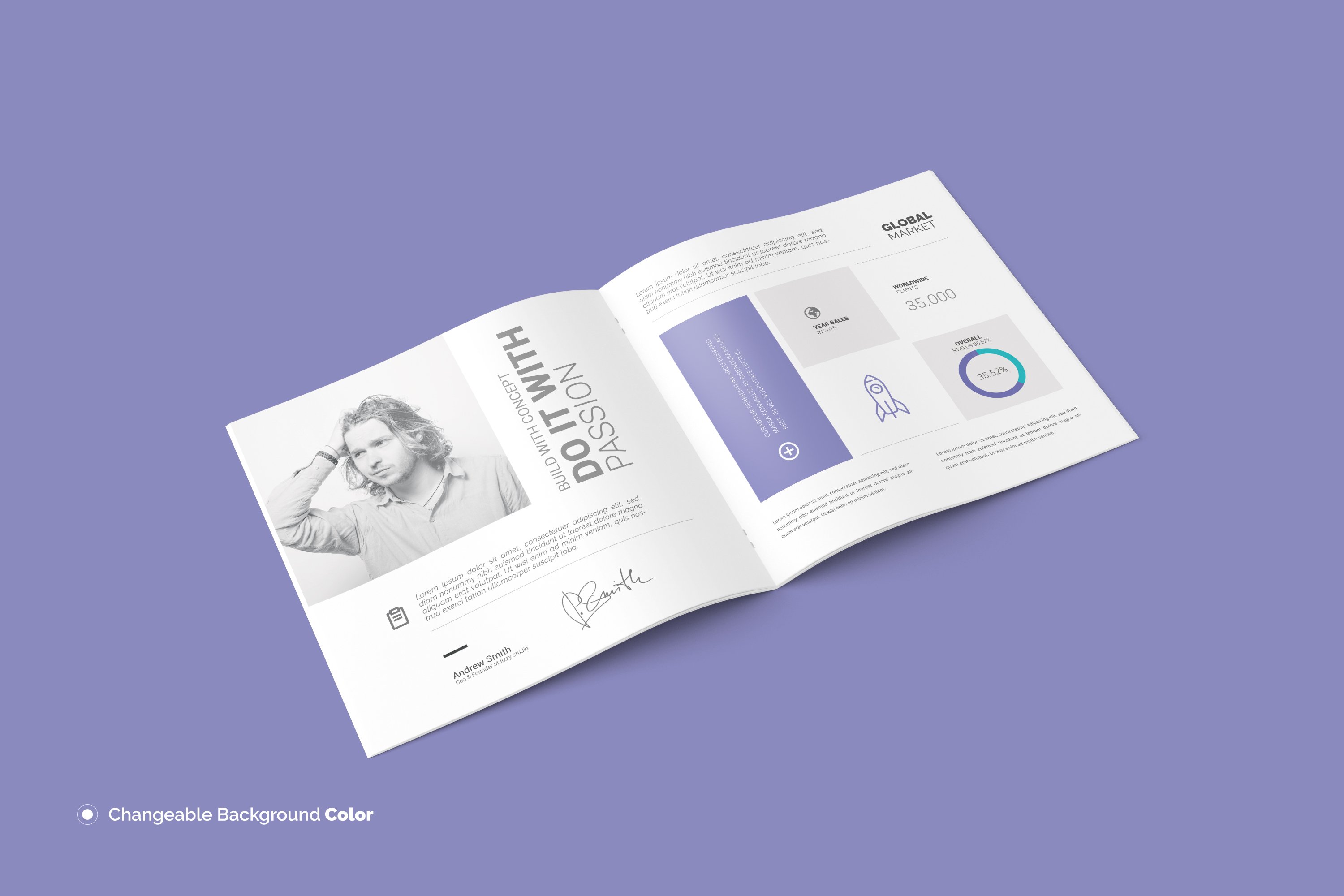 Square Brochure / Magazine Mockup preview image.