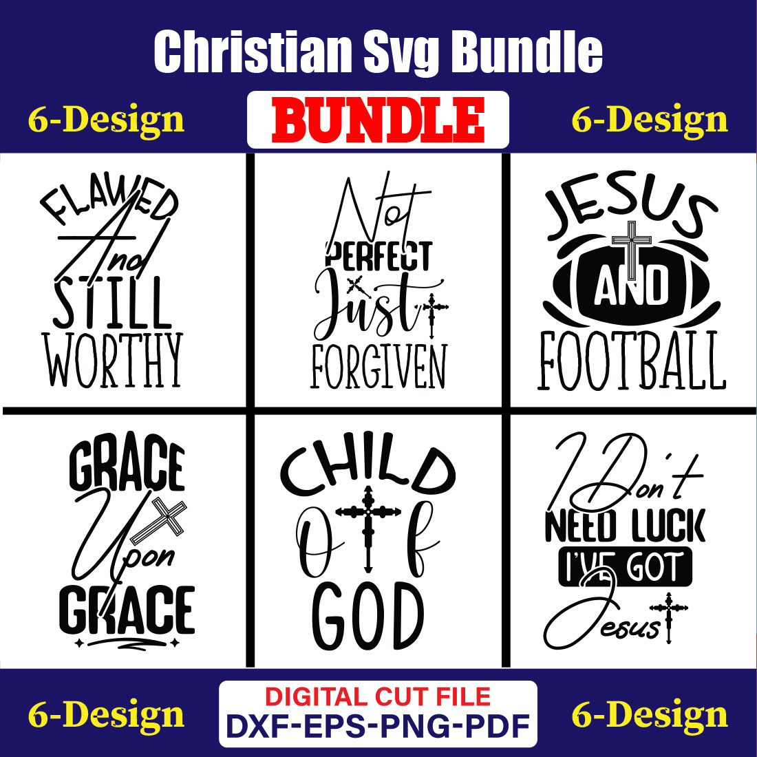 Christian SVG T-shirt Design Bundle Vol-39 cover image.