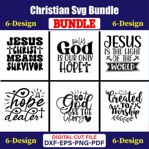 Christian SVG T-shirt Design Bundle Vol-35 cover image.