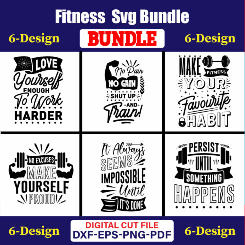 Fitness T-shirt Design Bundle Vol-6 cover image.