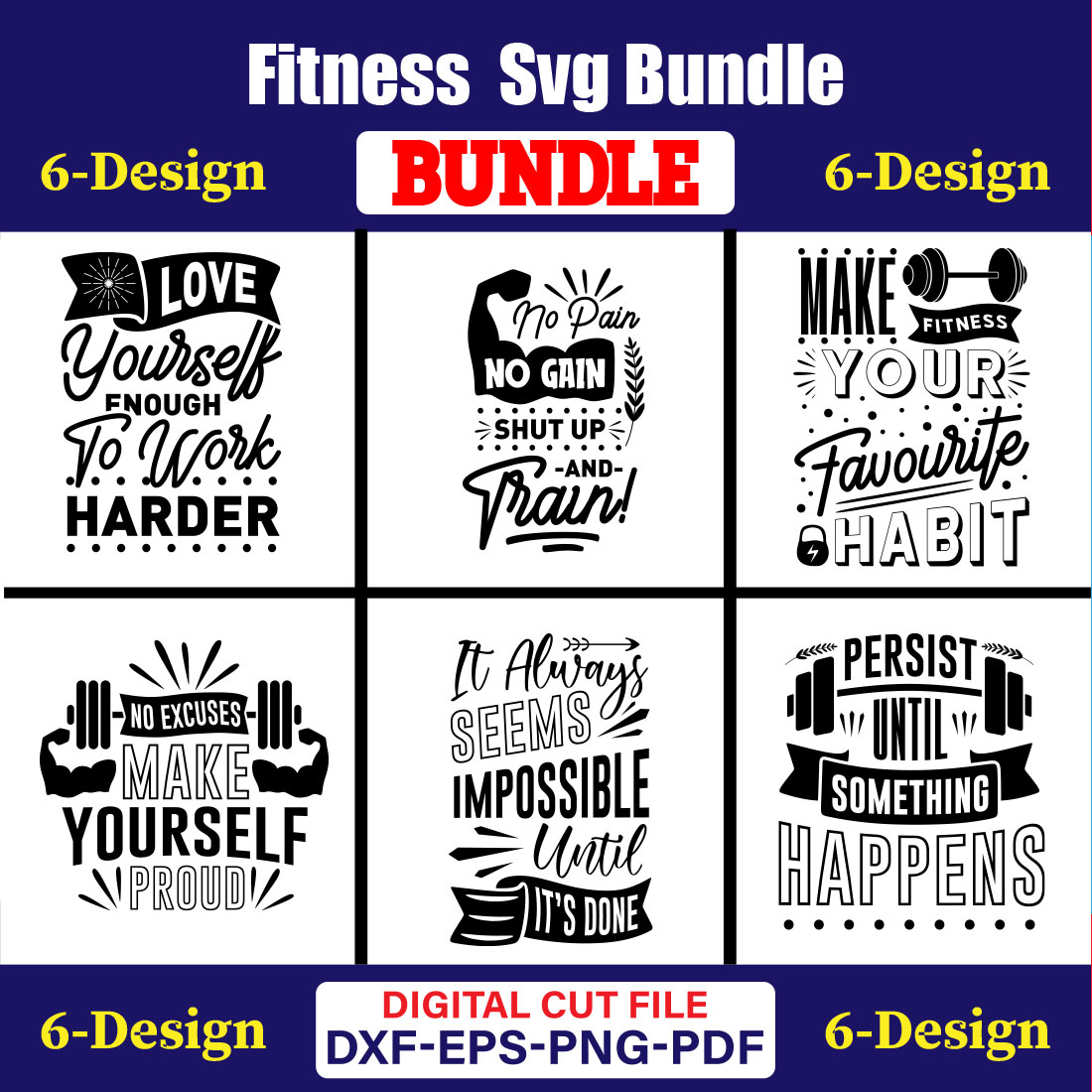 Fitness T-shirt Design Bundle Vol-6 cover image.