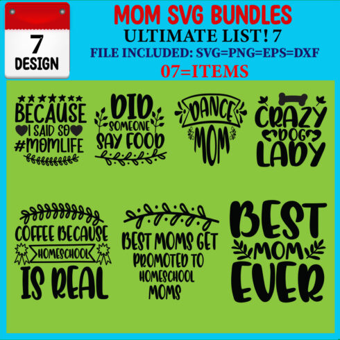 Mom SVG 07 T-shirt Design Bundle cover image.