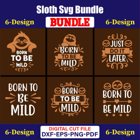 Sloth T-shirt Design Bundle Vol-01 cover image.