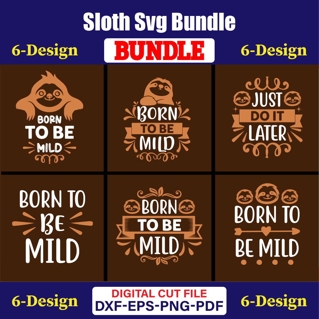 Sloth T-shirt Design Bundle Vol-01 cover image.