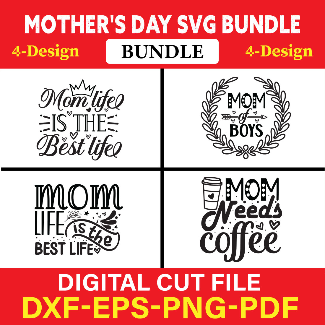 Mother's Day SVG T-shirt Design Bundle Vol-28 cover image.