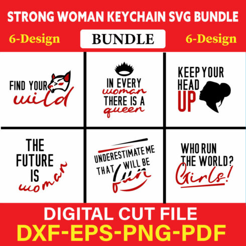 Strong Woman Keychain T-shirt Design Bundle Vol-2 cover image.