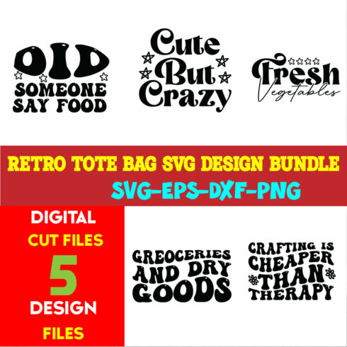 Retro Tote Bag T-shirt Design Bundle Volume-01 cover image.