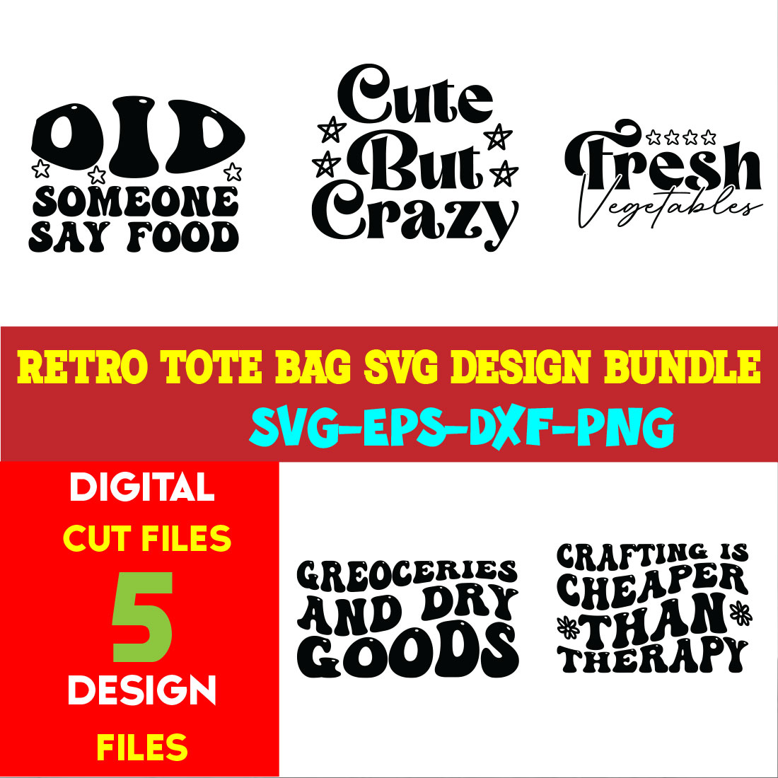 Retro Tote Bag T-shirt Design Bundle Volume-01 cover image.