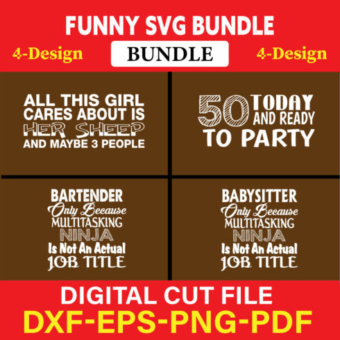 Funny SVG T-shirt Design Bundle Vol-19 cover image.