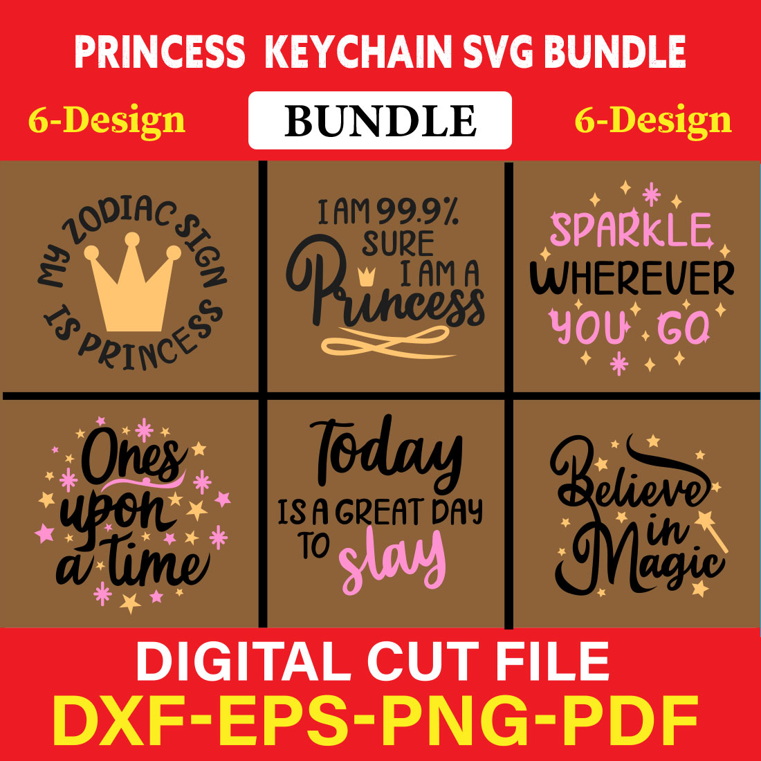 Princess Keychain T-shirt Design Bundle Vol-3 cover image.