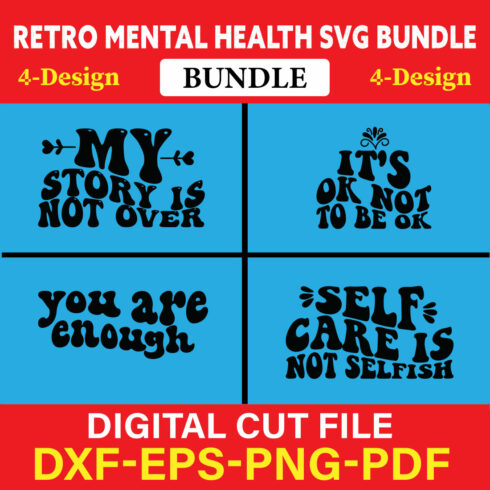 Retro Mental Health T-shirt Design Bundle Vol-3 cover image.