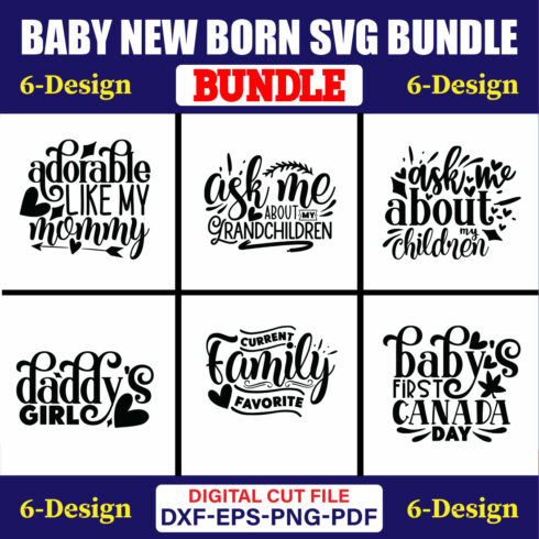 Baby New Born SVG T-shirt Design Bundle Vol-01 cover image.