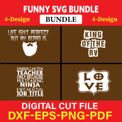 Funny SVG T-shirt Design Bundle Vol-45 cover image.